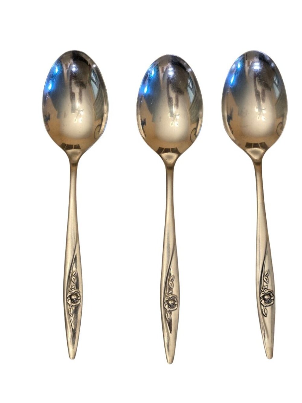 Oneidacraft Deluxe Lasting Rose Pattern  Flatware Tablespoons Stainless Set 0f 3